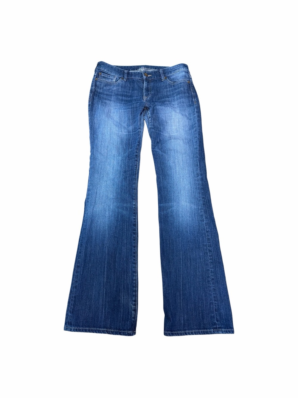 Express Editor Wide Leg Flare Jeans Y2K Low Rise Medium Wash Size 10 Long